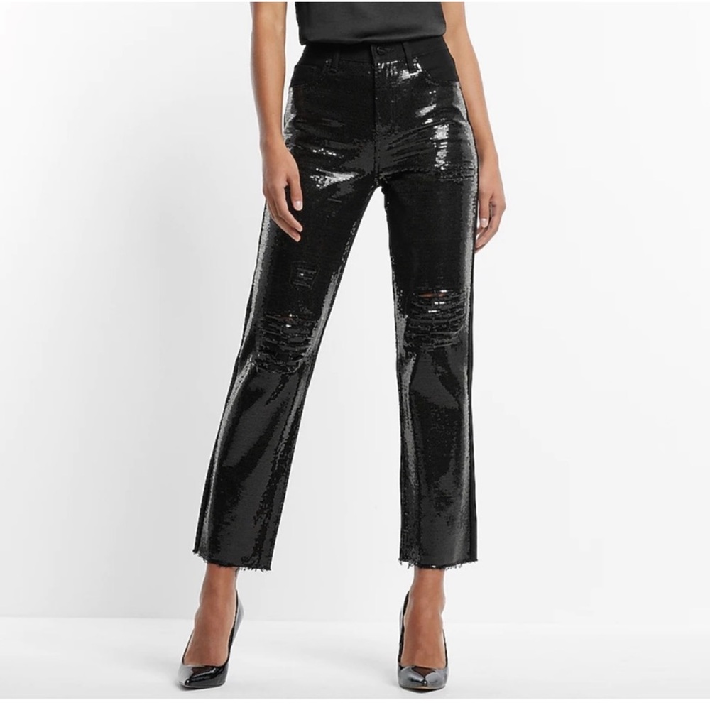 NWT-Express Embellished Straight Ankle High Rise Pants